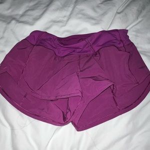lululemon purple speed up shorts- size 4